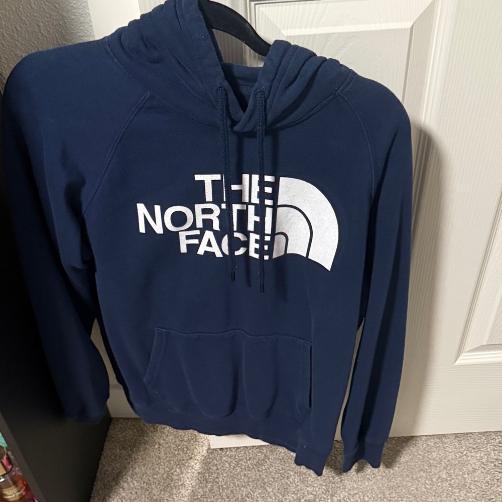 The North Face Dark Blue Hoodie with White Logo